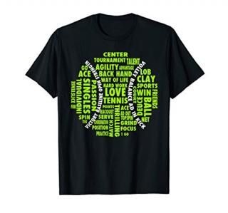 Tennis Ball Word Cloud Shirt  Cool Tennis Players Tee Gift