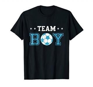 Mens Baby Gender Reveal Party Shirt Soccer Theme Team Boy