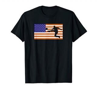 Soccer T Shirt - Silhouette On USA Flag T-Shirt