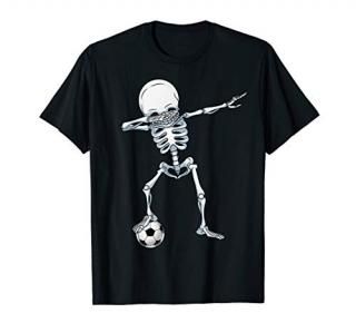 Dabbing Skeleton Soccer T Shirt Halloween Boys Kids Men Gift T-Shirt