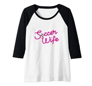 Womens Soccer Wife Woman Girl Cute Pink Script Game Love Graphic Raglan Baseball