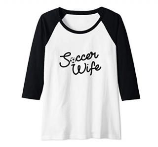 Womens Soccer Wife Woman Girl Cute Script Love Graphic Raglan Baseball Tee