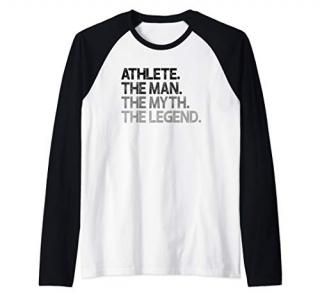 Mens Athlete The Man Myth Legend Gift Raglan Baseball Tee