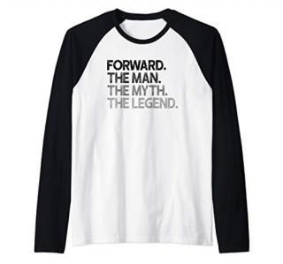 Mens Forward Man Myth The Legend Gift Raglan Baseball Tee
