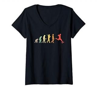Womens Retro Soccer Evolution Gift For Soccer Players V-Neck T-Shirt