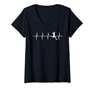 Womens Soccer Heartbeat Gift For Soccer Players V-Neck T-Shirt
