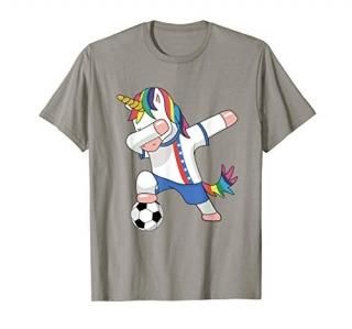 Funny Dabbing Unicorn Soccer Gift T-Shirt