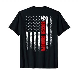 American Flag Soccer Grandpa Backside T-Shirt