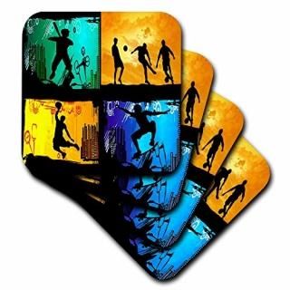set-of-4-Ceramic - 3dRose cst_6181_3 Skateboarding Baseball Basketball Soccer Ce