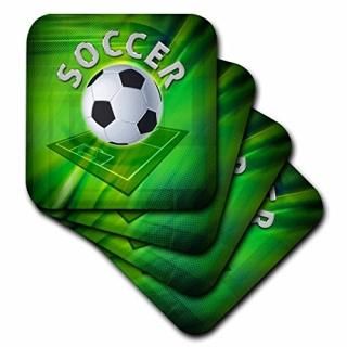 set-of-4-Ceramic - 3dRose cst_21978_3 Soccer Ceramic Tile Coasters Set of 4