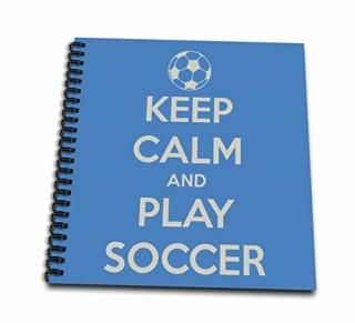 8x8 drawing book - EvaDane - Quotes - Keep clam and play soccer. Blue. Soccer Lo