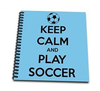 3dRose db_171940_1 Keep Calm & Play Soccer Blue Drawing Book 8 by 8