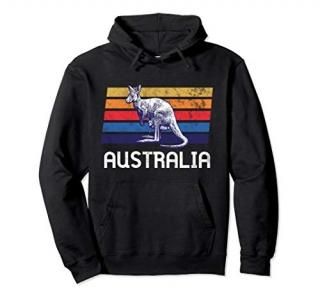 Australia Flag Retro Kangaroo Soccer Marsupial Aussie Gift Pullover Hoodie