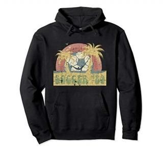 Summer Soccer Ball Beach Relax Vacation 1980s Vintage Style Pullover Hoodie