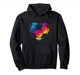 Rainbow Soccer Ball Cute Heart Mom Fan Parent Coach Player Pullover Hoodie