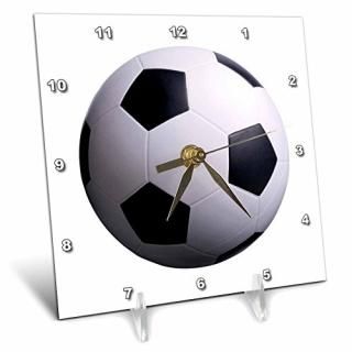 3dRose LLC Soccer Ball Desk Clock 6 by 6-Inch