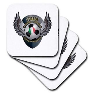 set-of-4-Ceramic - 3dRose cst_158039_3 Italia Soccer Ball with Crest Team Footba