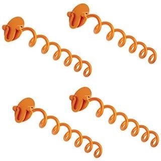Liberty Outdoor ANCFR16-ORG-R Folding Ring Spiral Ground Anchor 16-inch 4 Pack