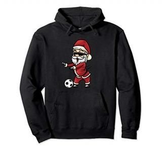 Funny Santa Flossing Soccer Christmas Hoodie Teen Tweens