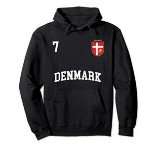 Denmark Soccer Hoodie No. 7 Danish Flag Team Danmark Shirt