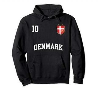 Denmark Soccer Hoodie No. 10 Danish Flag Team Danmark Shirt