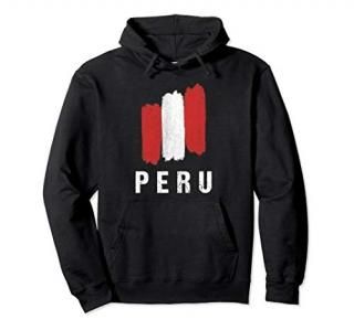 Vintage Painted Peru Flag  Peruvian Flag Fan Gift Pullover Hoodie