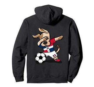 Dabbing Dog Dominican Republic Soccer Jersey Football Lover Pullover Hoodie