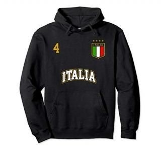 Italy Soccer Team Hoodie Number 4 Sports Italian Flag Shirt