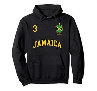 Jamaica Hoodie Number 3 Soccer Team Sports Jamaican Flag