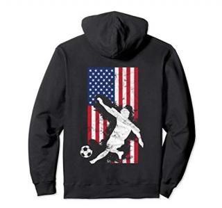 American USA Flag Soccer Player Team Hoodie