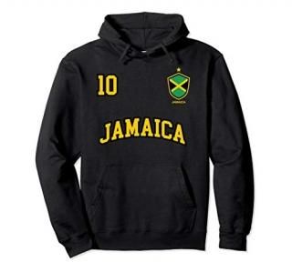 Jamaica Hoodie Number 10 Soccer Team Sports Jamaican Flag