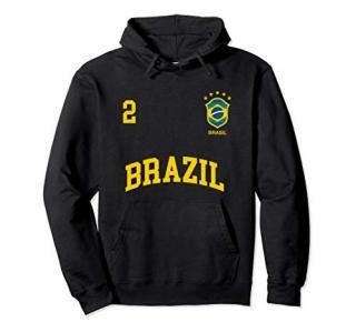 Brazil Hoodie Number 2 Brazilian Soccer Team Sports T-Shirt