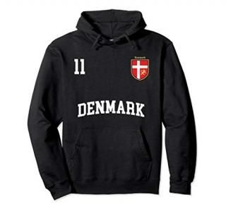 Denmark Soccer Hoodie No. 11 Danish Flag Team Danmark Shirt