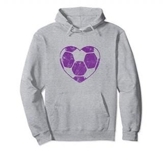 Purple Soccer Ball Heart Mom Fan Parent Fashion Hoodie