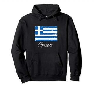 Rustic Greek Flag Soccer Fan Hoodie