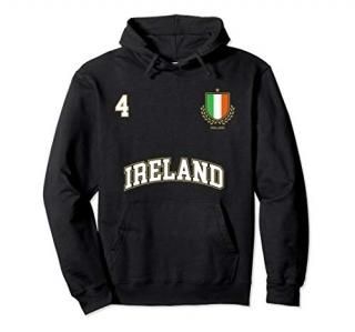 Ireland Hoodie Number 4 Soccer Team Sports Irish Flag Shirt