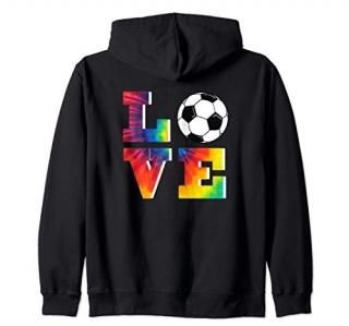 Soccer Tie Dye Look Big LOVE Great Gift For Girls & Teens Zip Hoodie