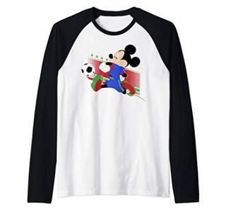 Disney Mickey And Friends Mickey Mouse Italy Soccer Raglan Baseball Tee