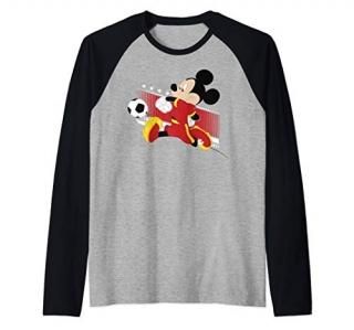 Disney Mickey And Friends Mickey Mouse Belgium Soccer Raglan Baseball Tee