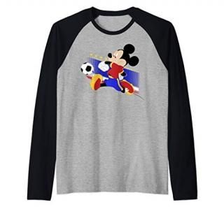 Disney Mickey And Friends Mickey Mouse Spain Soccer Raglan Baseball Tee