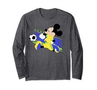 Disney Mickey And Friends Mickey Mouse Brazil Soccer Long Sleeve T-Shirt