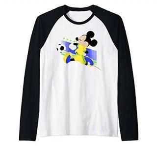 Disney Mickey And Friends Mickey Mouse Brazil Soccer Raglan Baseball Tee