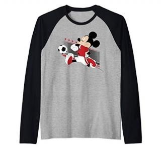 Disney Mickey And Friends Mickey Mouse Denmark Soccer Raglan Baseball Tee