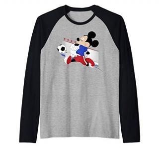Disney Mickey And Friends Mickey Mouse France Soccer Raglan Baseball Tee