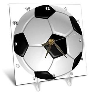 3dRose dc_6254_1 Soccer Ball-Desk Clock 6 by 6-Inch