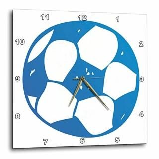 3dRose DPP_38391_1 Blue Soccer Ball Wall Clock 10 by 10-Inch
