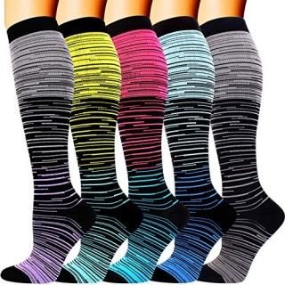 5 Pairs Compression Socks for Men Women 20-30 mmHg for Running Nurses Flight Pre