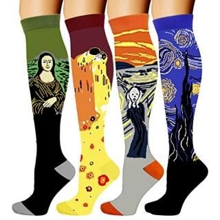 4 Pairs Compression Socks for Men and Women 20-30 mmHg Compression Stockings Fam