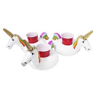GoFloats Inflatable Unicorn Drink Holder 3 Pack Float Your Drinks in Style