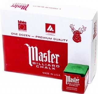 Master Billiard/Pool Cue Chalk Box 12 Cubes Green